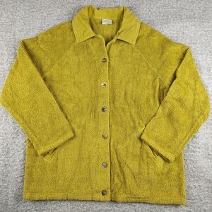 Color Me Cotton Mustard Teddy Jacket with Button Closure Small